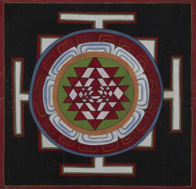 Vintage Shree Yantra Mandala | Original Hand-Painted Shree Yantra | Tibetan Wall Hanging